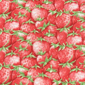 Packed Red Strawberry Garden Cotton Fabric by the Half Yard, Henry Glass