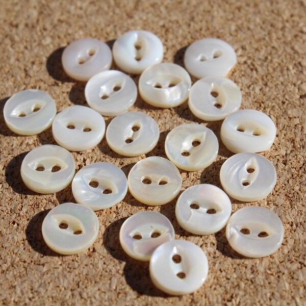 Small Ivory Mother of Pearl Crafting Button Lot of 20, 3/8", Natural white Abalone shell, Blouse Doll Dress Sewing Quilting, Jewelry Making