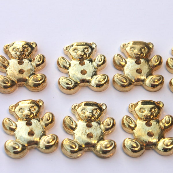 Gold Bear Crafting Buttons, Plastic, Cute Novelty for kids, 1 inch, Sewing, Quilting, Jewelry Craft,