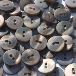 Brown Shimmery Small Buttons, Plastic Round NOS 5/8 inch, Lot of 50 Craft Sewing image 1