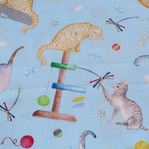 Kitty City Cats Playing 100% Cotton Fabric by the yard, Andi Metz Benartex C12469