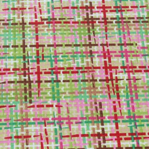 Lime Green Pink Abstract Plaid Striped 100 % Quilting Cotton Fabric by the yard