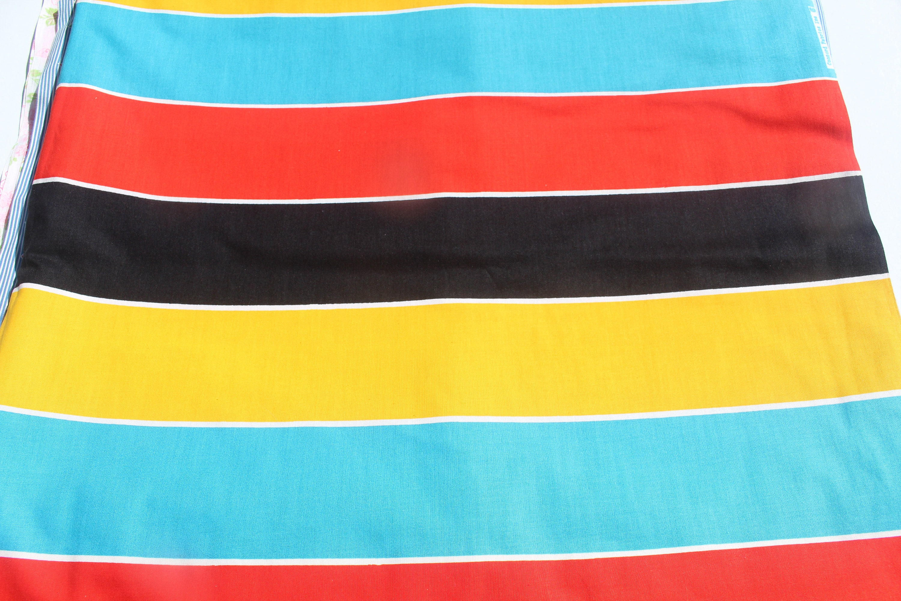 Vintage Wide Striped Bright Color Cotton Sewing Fabric - Etsy