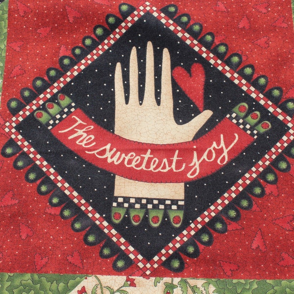 Moda Faux Quilt 100% Cotton Fabric by the yard with Peace Messages and Hand Prints