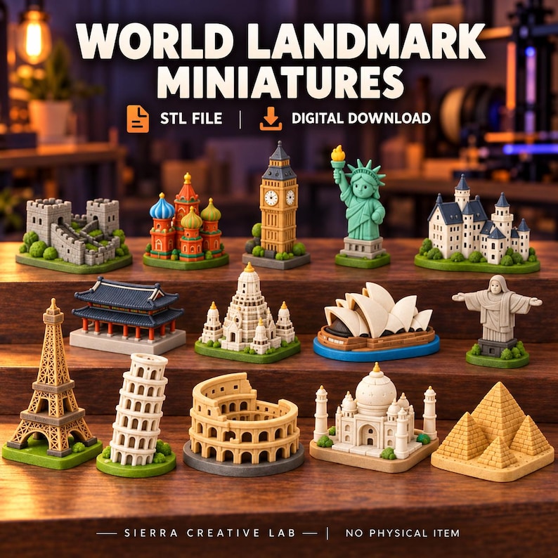 Mini Scale World Map World Landmark Miniatures STL Bundle | 14 Famous Buildings & Monuments ...