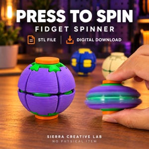 Press to Spin Squishy Ball STL | 3D Printable Spinning Fidget | Mechanical Desk Toy | Digital Download