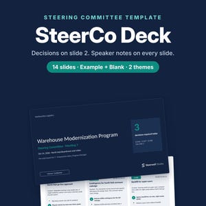 Modello PowerPoint per il comitato direttivo, SteerCo Deck, Rapporto sullo stato di avanzamento del progetto per la direzione, Google Slides