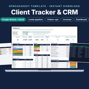Client Tracker Google Sheets & Excel, CRM Spreadsheet Template, Lead Tracker, Invoice Tracker, Small Business Client Database