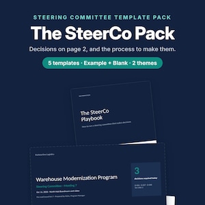 Steering Committee Template Bundle, SteerCo PowerPoint Deck, RAID & Decision Log Excel, Meeting Minutes, Playbook