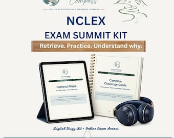 NCLEX RN Lernpaket: Lernkarten, Audio-Lektionen, Arbeitsblätter, Online-Prüfung (Digitaler Download)