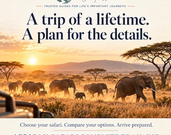 Reiseplanungsset für Afrika-Safari: Reiseführer, Packliste, ausfüllbare Planer & Notfallkarte