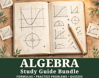 Algebra Study Guide Bundle | Foundations, Formula Sheet, Practice Problems (PDF) | Practice Quizzes