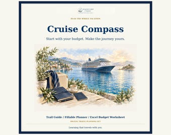 Cruise Compass Planner Bundle | Illustrated Guide, Fillable Planner, Budget Tracker (Digital Download)