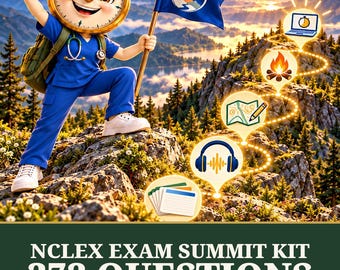 NCLEX RN Study Bundle: Compass Cards, Audio Lessons, Worksheets, Online Exam (Digital Download)