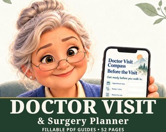Doctor Visit & Surgery Planner Bundle | Fillable PDF Guides (52 Pages)