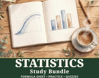 College Statistics Study Bundle | Notes, Formula Sheet, Practice Problems (PDF) | Practice Quizzes