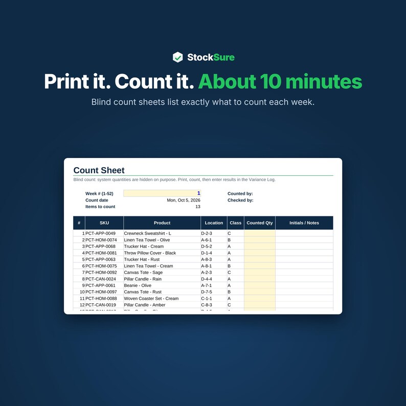 Inventory Tracker Spreadsheet for Small Business, Inventory Management Template, Excel & Google Sheets, Reorder Alerts image 3