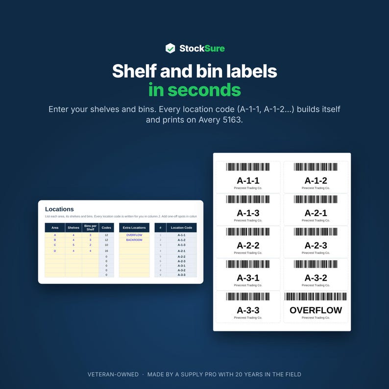 Barcode Label Maker Spreadsheet, SKU and Shelf Labels, Avery 5160, Excel, Google Sheets imagen 4