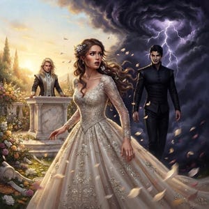 Stampa artistica digitale del confronto cinematografico tra Feyre e Rhysand al matrimonio.
