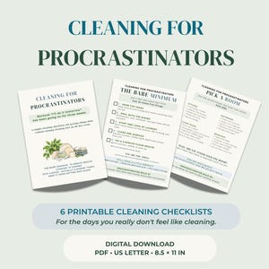 Cleaning for Procrastinators | Printable Checklist & Schedule | 15-Minute Home Reset