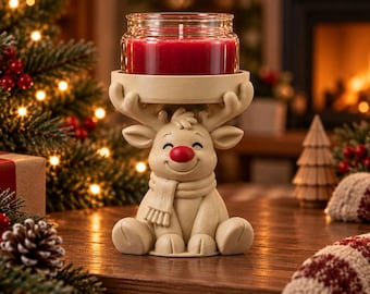 Bougeoir renne de Noël adorable | Décoration de Noël Rudolph | Décoration de table festive | Cadeau renne