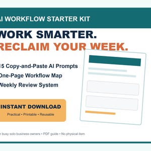 AI Workflow Starter Kit for Small Business | 15 ChatGPT Prompts | Productivity PDF Guide | Instant Download