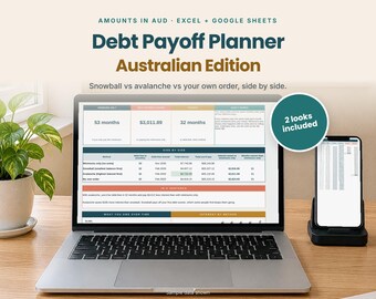 Debt Payoff Tracker Australia | Debt Snowball & Avalanche Spreadsheet | Excel and Google Sheets