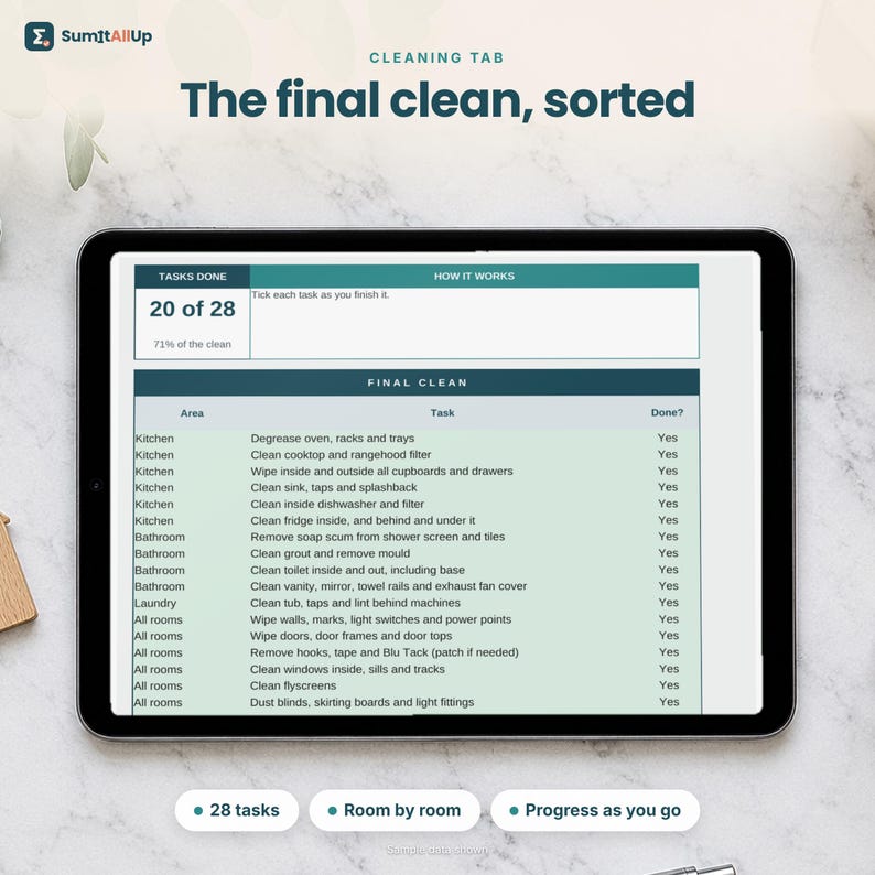 Bond Back Checklist Australia | End of Lease Cleaning Checklist, Condition Report & Bond Refund Tracker | Excel and Google Sheets 画像 3