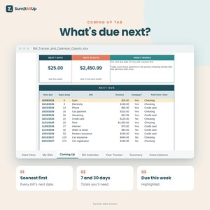 Bill Tracker Spreadsheet | Bills Calendar & Subscription Tracker | Excel and Google Sheets image 3