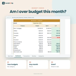 Hoja de cálculo para el seguimiento de ingresos y gastos / Presupuesto mensual y seguimiento de actividades secundarias / Excel y Google Sheets imagen 5