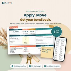 Australian Renter Bundle | Rental Application, Moving Budget & Bond Back Checklist | Excel and Google Sheets image 1