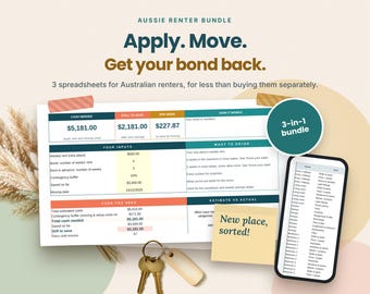 Australian Renter Bundle | Rental Application, Moving Budget & Bond Back Checklist | Excel and Google Sheets