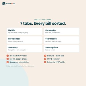 Bill Tracker Spreadsheet | Bills Calendar & Subscription Tracker | Excel and Google Sheets image 8