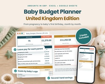 Baby Budget Spreadsheet UK | Maternity Leave Pay & Baby Costs Planner | Excel and Google Sheets