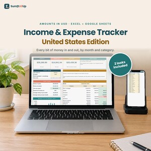 Hoja de cálculo para el seguimiento de ingresos y gastos / Presupuesto mensual y seguimiento de actividades secundarias / Excel y Google Sheets imagen 1