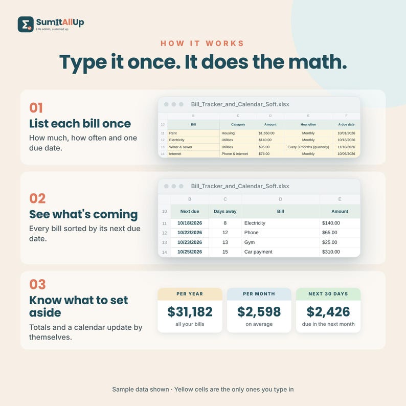 Bill Tracker Spreadsheet | Bills Calendar & Subscription Tracker | Excel and Google Sheets image 9