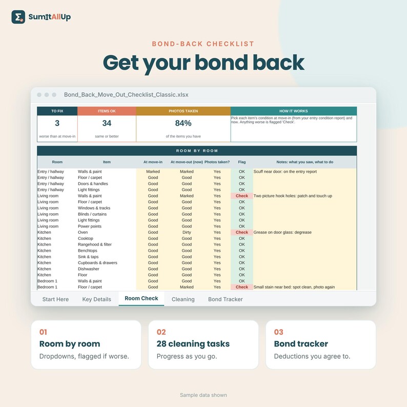 Australian Renter Bundle | Rental Application, Moving Budget & Bond Back Checklist | Excel and Google Sheets image 5