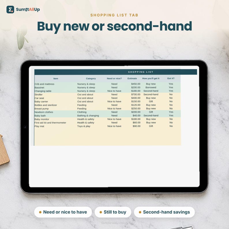 Baby Budget Spreadsheet | New Baby Cost Planner, Parental Leave Pay, Baby Shopping List & Cash Flow | Excel and Google Sheets image 4