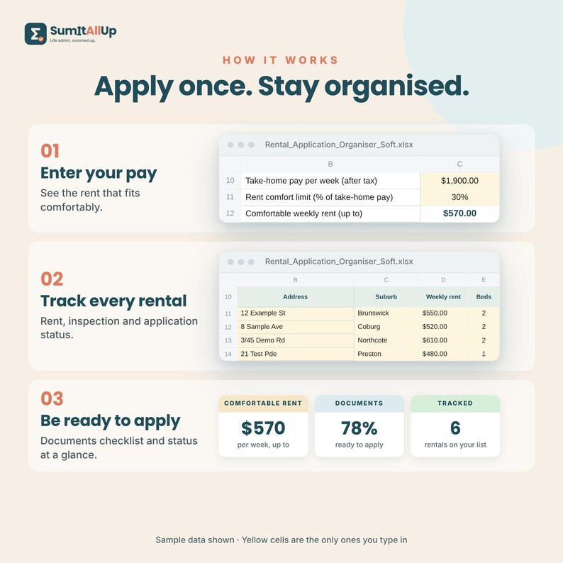 Rental Application Checklist Australia | Rental Tracker & Documents Checklist | Excel and Google Sheets image 8