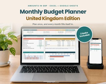 Monthly Budget Spreadsheet UK | Budget Planner & Spending Tracker | Excel and Google Sheets