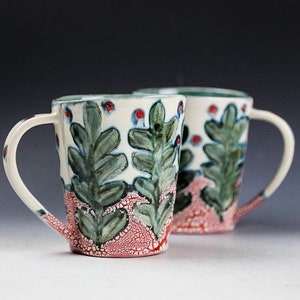 Pottery Coffee Mug, Green Cup, Runny Glaze Ceramic Drinkware, Holiday Gift Ideas, Wheel Thrown Pottery Cup, Handmade Stoneware Ceramics,