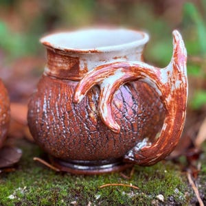 Handmade Deer Antler Mug: Sculpted Ceramic Coffee Cup, Hunter Gift