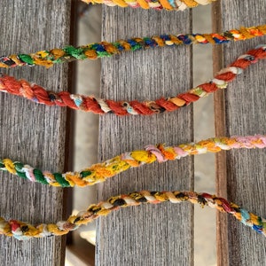 ORANGE Upcycled Fabric Rag Rope by the yard, Scrap Fabric Twine, Fabric Cord, Repurposed Rope, Macrame Cord, Hand Twisted Upcycled Rope