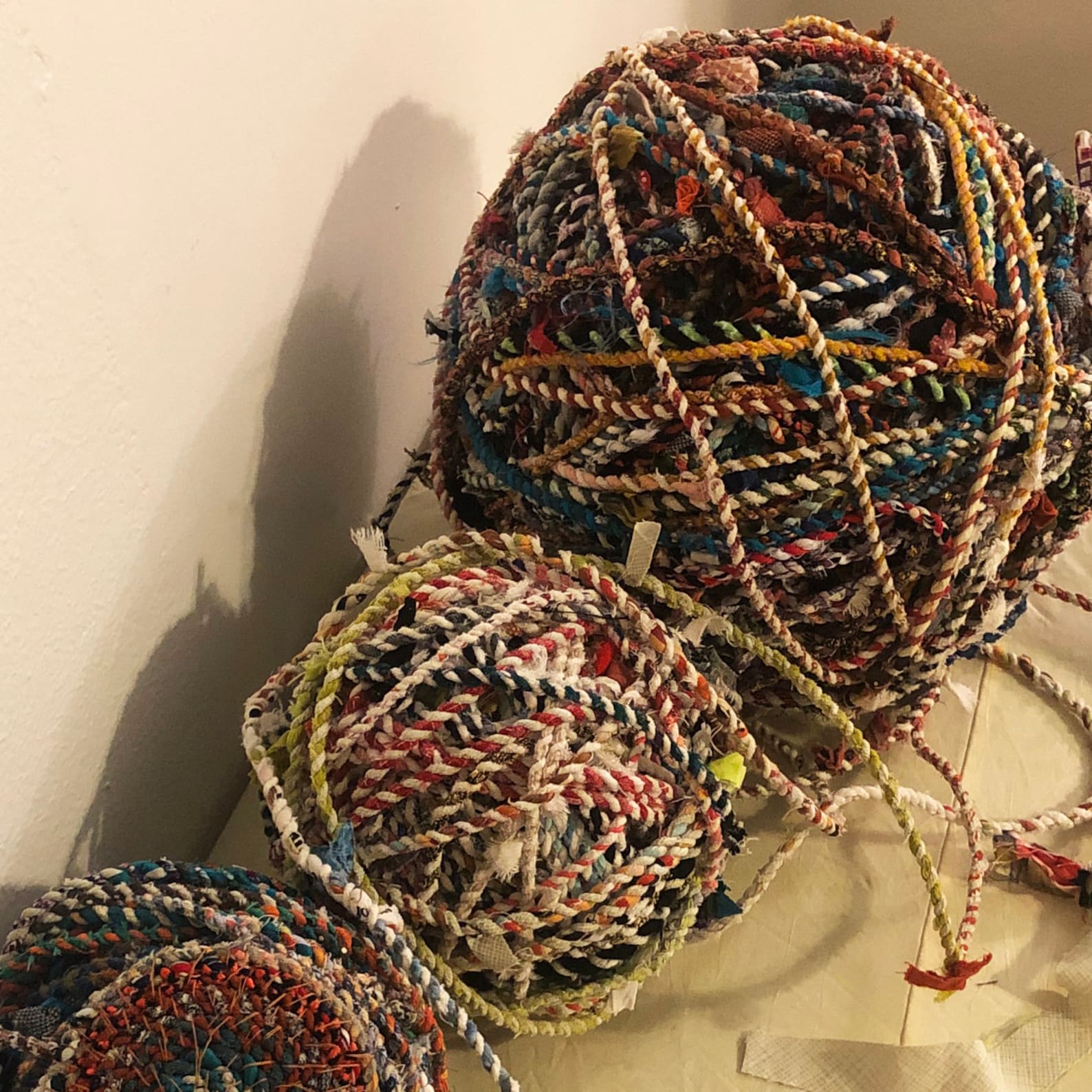 Upcycled Fabric Rag Rope by the Yard, Scrap Fabric Twine, Fabric Cord