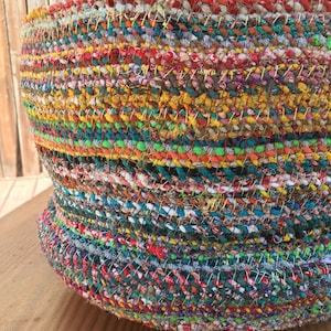 Upcycled Fabric Rag Rope by the yard, Scrap Fabric Twine, Fabric Cord, Repurposed Rope, Macrame Cord Twine, Hand Twisted Upcycled Rope image 6