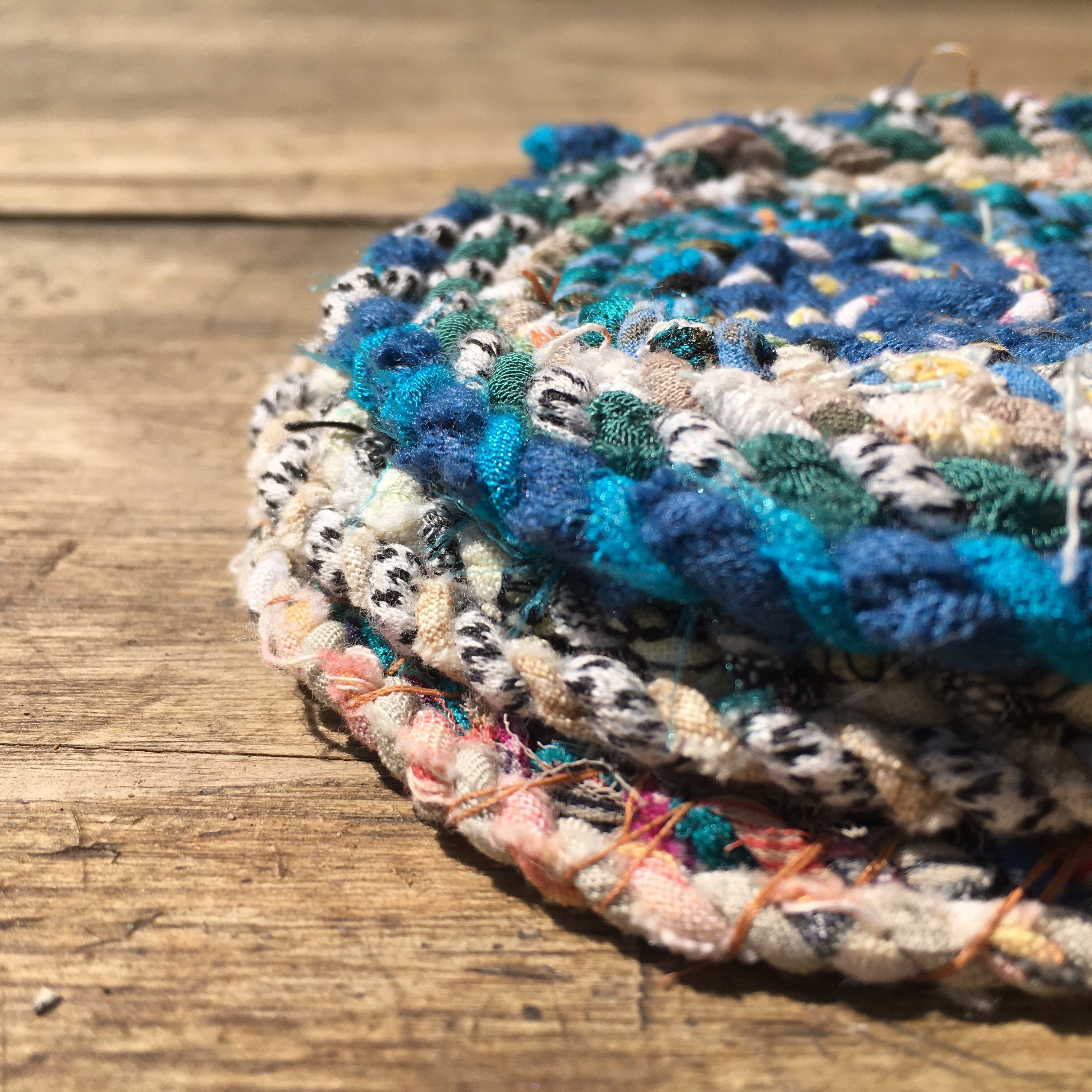 Upcycled Fabric Hand Braided Coaster 27