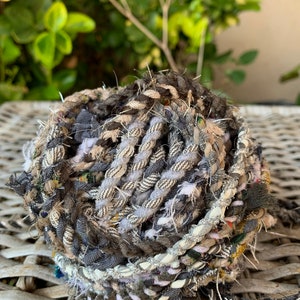 GRAY Upcycled Fabric Rag Rope by the yard, Scrap Fabric Twine, Fabric Cord, Repurposed Rope, Macrame Cord, Hand Twisted Upcycled Rope image 2