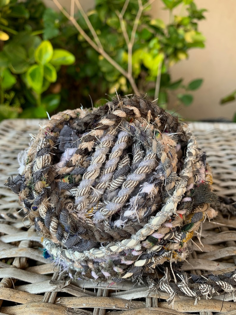 GRAY Upcycled Fabric Rag Rope by the yard, Scrap Fabric Twine, Fabric Cord, Repurposed Rope, Macrame Cord, Hand Twisted Upcycled Rope image 2