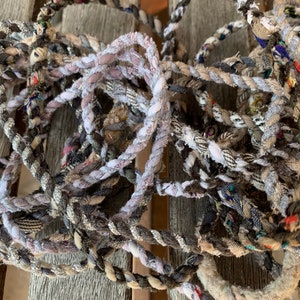 GRAY Upcycled Fabric Rag Rope by the yard, Scrap Fabric Twine, Fabric Cord, Repurposed Rope, Macrame Cord, Hand Twisted Upcycled Rope image 1