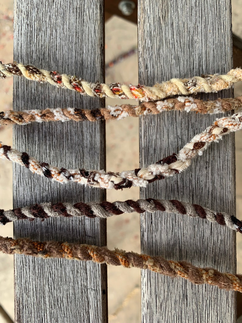Rag Ropes BROWN Upcycled Fabric Rag Rope, Scrap Fabric Twine, Fabric Cord ...